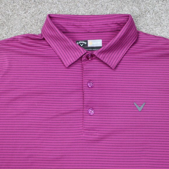 Callaway Opti-Dri Polo Shirt Mens Large Purple Golf Poly Stretch Short Sleeve - Picture 6 of 13